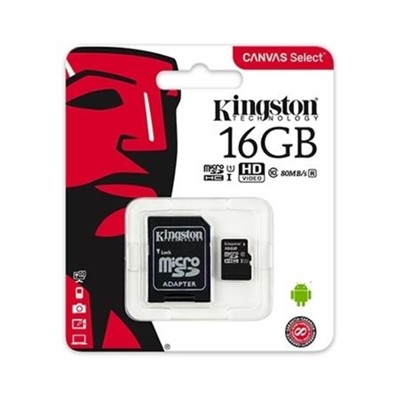 KINGSTON MICRO SDHC CANVAS MEMORY CARD 16GB CLASS 10