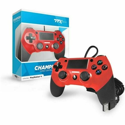 AKCIJA! TTX PS4 CHAMPION WIRED CONTROLLER RED OFFICIAL