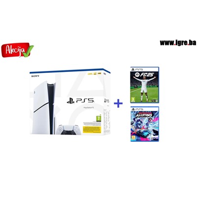 AKCIJA - PLAYSTATION 5 SLIM D CHASSIS + EA SPORTS FC 25 PS5 + DESTRUCTION ALLSTARS PS5